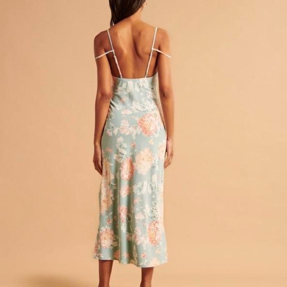 Abercrombie & Fitch XL Cowl Neck Maxi Slip Dress Floral Adjustable Wedding Guest - Picture 2 of 9